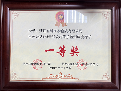 浙江省地矿勘察院有限公司受邀参加杭州杭港地铁有限公司2022年年度表彰仪式